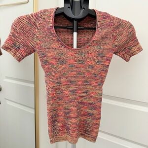Anthropologie Moth Spacedye Knit Short Sleeve Top Womens Size XS